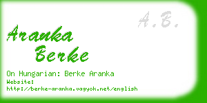 aranka berke business card